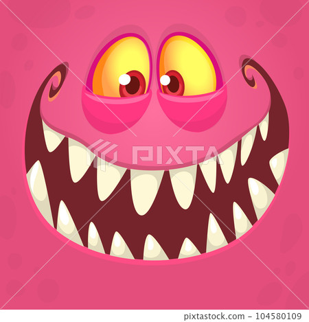 Funny cartoon monster character face expression. Illustration of cute and happy mythical alien creature. Halloween design Funny cartoon monster character face expression. Illustration of cute and happy mythical alien creature. Halloween design 104580109