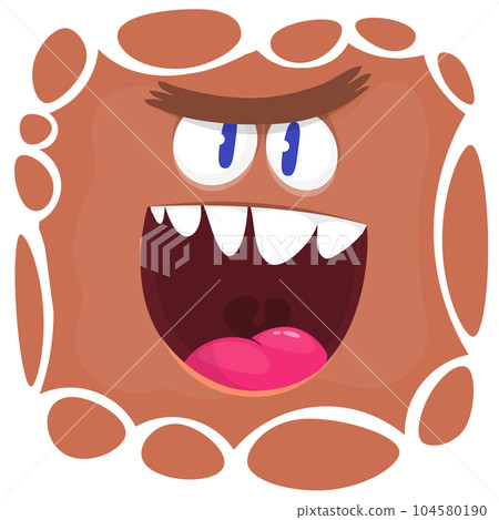 Angry cartoon monster character face expression. Illustration of cute and scary mythical alien creature. Halloween design Angry cartoon monster character face expression. Illustration of cute and scary mythical alien creature. Halloween design 104580190