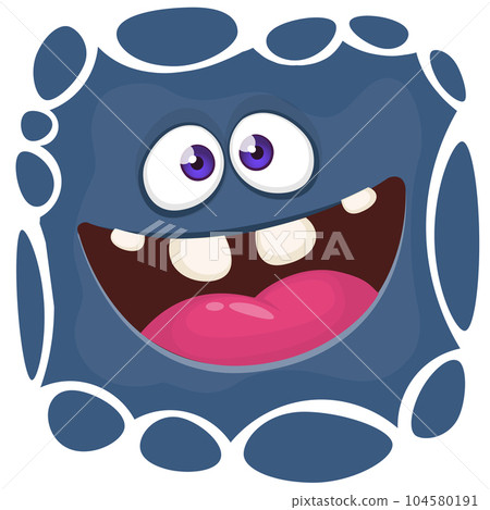 Funny cartoon monster character face expression. Illustration of cute and happy mythical alien creature. Halloween design Funny cartoon monster character face expression. Illustration of cute and happy mythical alien creature. Halloween design 104580191