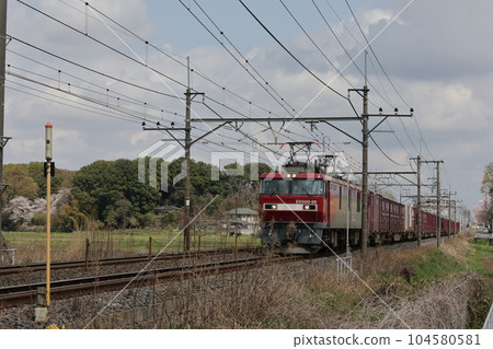 EH500牽引的上行集裝箱貨運列車在宇都宮線運行 EH500牽引的上行集裝箱貨運列車在宇都宮線運行 104580581