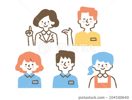Set of people working in nursing homes_color Set of people working in nursing homes_color 104580640