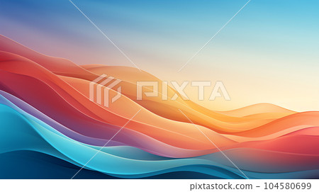 夢幻般的海浪和天空背景圖像，色彩繽紛的漸變表現：細緻的CG 104580699