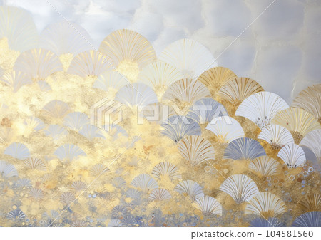 Gold wallpaper with Japanese pattern and tile art Gold wallpaper with Japanese pattern and tile art 104581560