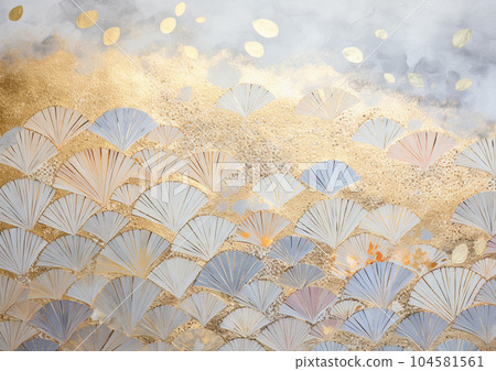 Gold wallpaper with Japanese pattern and tile art Gold wallpaper with Japanese pattern and tile art 104581561