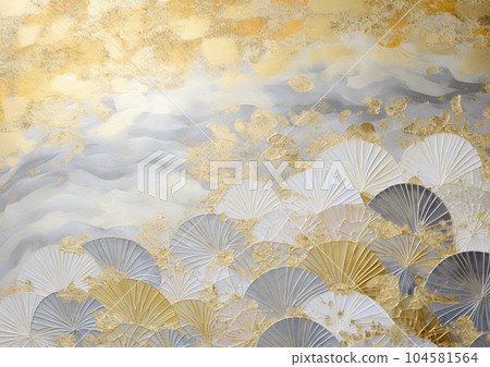 日本圖案和瓷磚藝術的金色壁紙 104581564