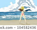 She in a swimsuit standing on the summer beach 2 104582436