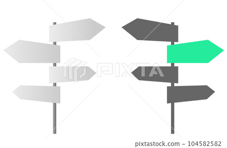 Illustration material set of signpost pointing in the direction 104582582