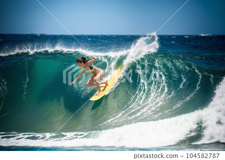 [AI image] Woman surfing 104582787