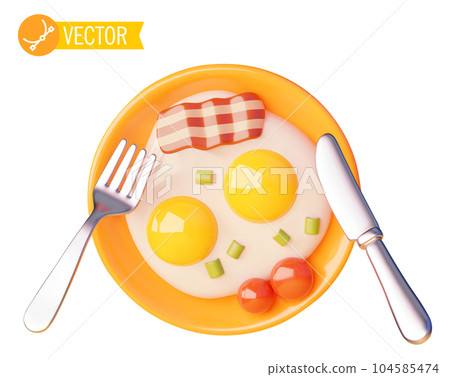 Vector fried eggs and tomatoes breakfast icon Vector fried eggs and tomatoes breakfast icon 104585474