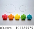 Five-color star-shaped candy and speech bubble 104585575