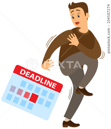 Deadline concept scared man hiding from work and problems at workplace. Businessman fear 104587274
