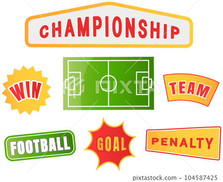 Football championship logo set, soccer team, penalty goal win vector pattern on white background 104587425