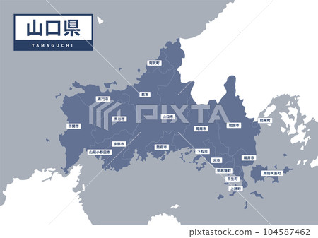 Map (with place names) - Yamaguchi Prefecture 104587462
