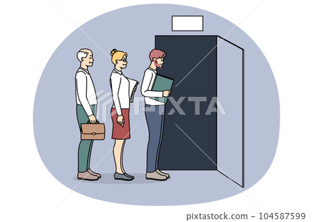 Employee in line to exit quitting jobs 104587599