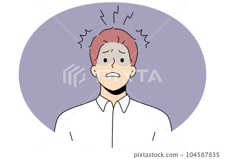 Anxious male employee frustrated with work... - Stock Illustration ...