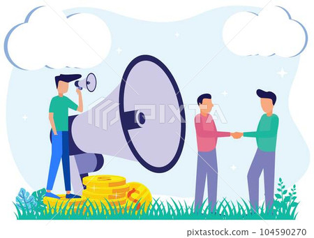 Illustration vector graphic cartoon character of refer a friend Illustration vector graphic cartoon character of refer a friend 104590270