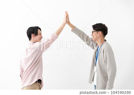 Two men business image high five 104590290
