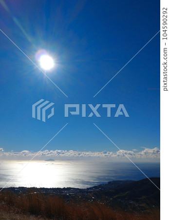 The Pacific Ocean seen from Mt. Omuro in winter The Pacific Ocean seen from Mt. Omuro in winter 104590292
