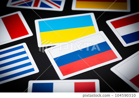 俄羅斯、烏克蘭和歐洲國家的國旗 104590310
