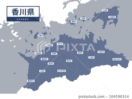 地圖(附地名) - 香川縣 地圖(附地名) - 香川縣 104590314