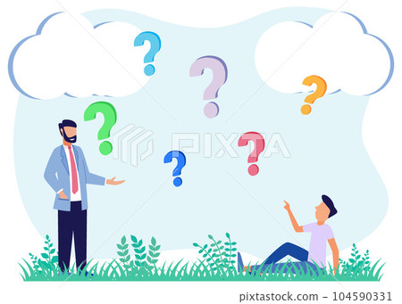 Illustration vector graphic cartoon character of answering questions Illustration vector graphic cartoon character of answering questions 104590331