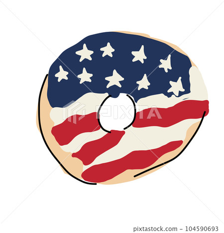 The 4th of July  vector illustration with donut, stars and stripes. 104590693