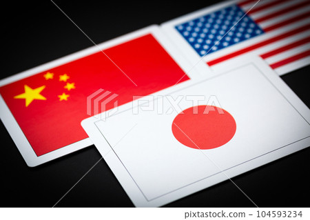 American, Chinese and Japanese flags 104593234