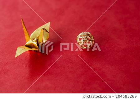 Origami cranes and mizuhiki paper balls 104593269