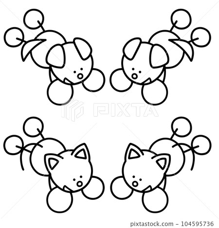 蔓延的 Wanmaru 和 Nyanmaru 線描套裝狗貓 蔓延的 Wanmaru 和 Nyanmaru 線描套裝狗貓 104595736