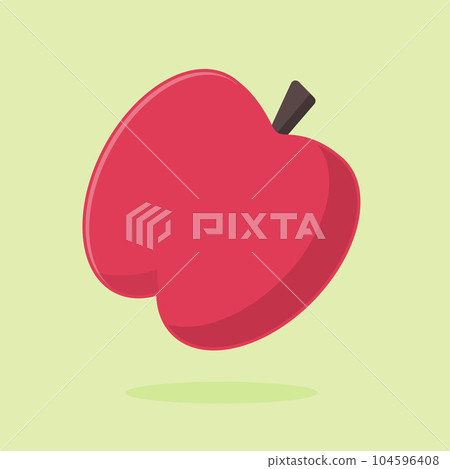 Vector red apple single image illustration fruit green background Vector red apple single image illustration fruit green background 104596408