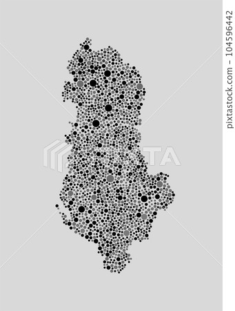 Creative map Albania from random black dots Creative map Albania from random black dots 104596442