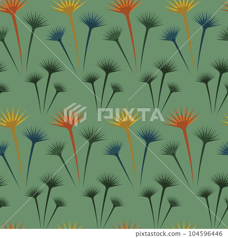 Ancient Egyptian themed vector seamless pattern with papyrus plants 104596446