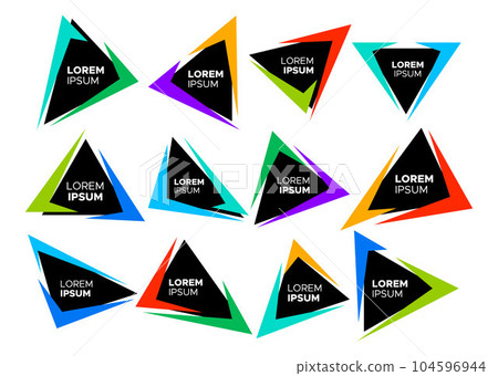 Colorful line abstract triangle border logo design. Simple triangle border set. Colorful line abstract triangle border logo design. Simple triangle border set. 104596944