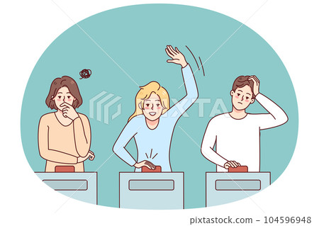 People participate in TV quiz show 104596948