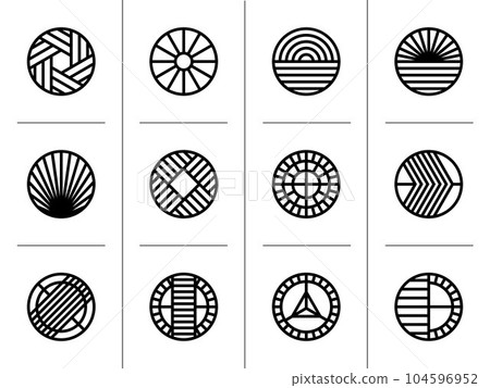 Minimalist digital line abstract circle logo design. Modern line circle logo set 104596952