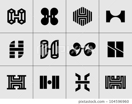Modern abstract letter H logo design. Business intial H logo branding vector set 104596960