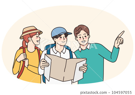 Local man help tourists finding right way Local man help tourists finding right way 104597055
