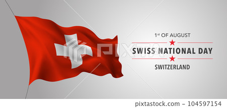 Switzerland happy national day greeting card, banner with template text vector illustration Switzerland happy national day greeting card, banner with template text vector illustration 104597154