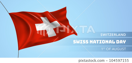 Switzerland happy national day greeting card, banner vector illustration 104597155