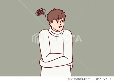 Man standing in straitjacket suffers from mental illness related to problems in past Man standing in straitjacket suffers from mental illness related to problems in past 104597307
