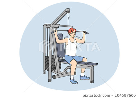 Tired man workout on sport equipment 104597600