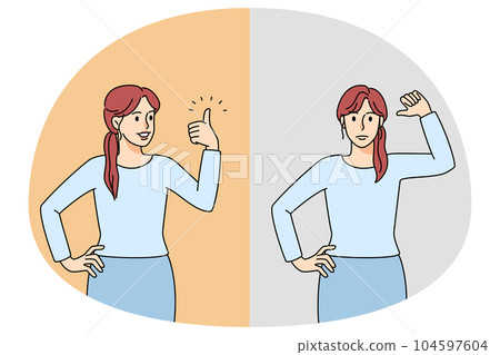 Woman showing like and dislike 104597604