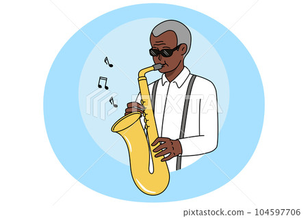 African American man play on saxophone African American man play on saxophone 104597706