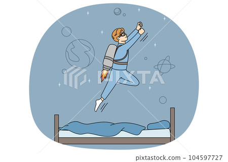 Boy child dream of becoming astronaut Boy child dream of becoming astronaut 104597727