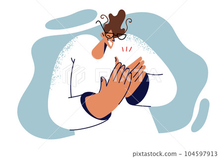 Man claps and applauds to support successful colleagues for outstanding business achievements Man claps and applauds to support successful colleagues for outstanding business achievements 104597913