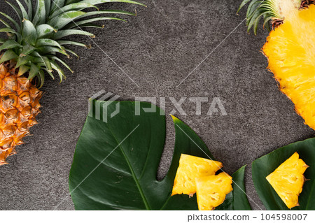 鳳梨 熱帶 葉子 蓬萊蕉 背景 龜背葉 pineapple background パイナップル 鳳梨 熱帶 葉子 蓬萊蕉 背景 龜背葉 pineapple background パイナップル 104598007