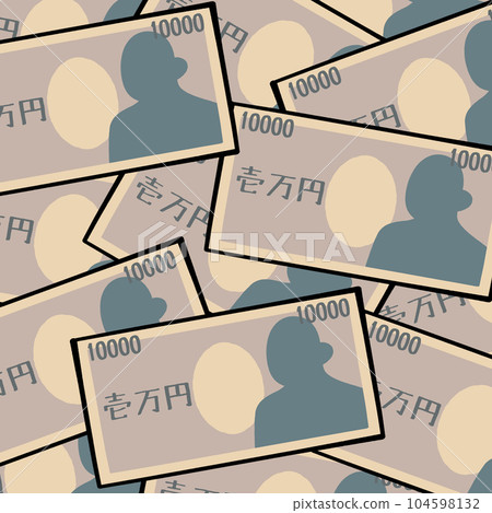 Illustration material of banknotes spread all over the floor Icon squares 104598132