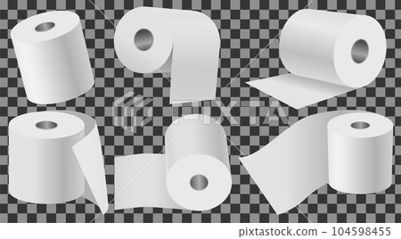 Toilet paper set. Special paper for wiping. Paper product is used for sanitary and hygienic purposes 104598455