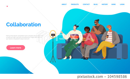 People communicate during podcast. Live communication at interview. Recording audio podcast People communicate during podcast. Live communication at interview. Recording audio podcast 104598586