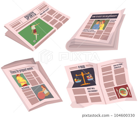 Collection of newspapers on various topics. Paper publications, articles about fresh news 104600330